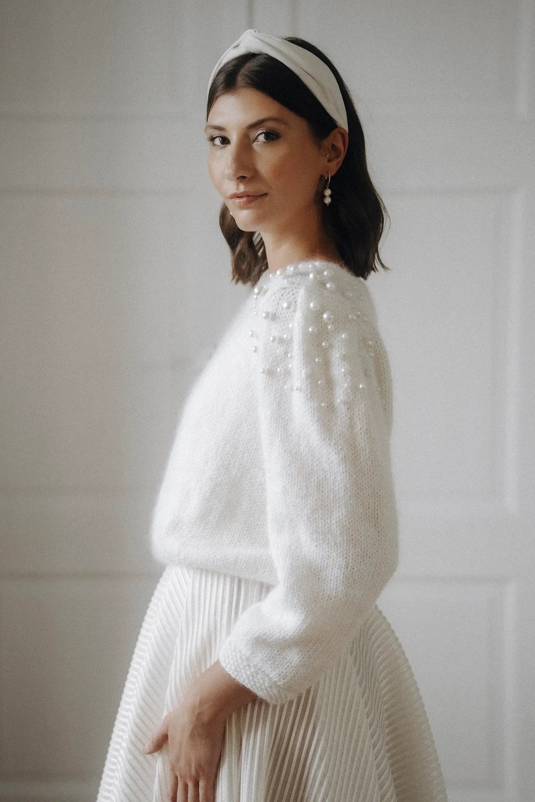 Eleganter Bridal Knit Pullover aus Merino Mohair Seide