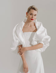 sculptural bridal cape in white