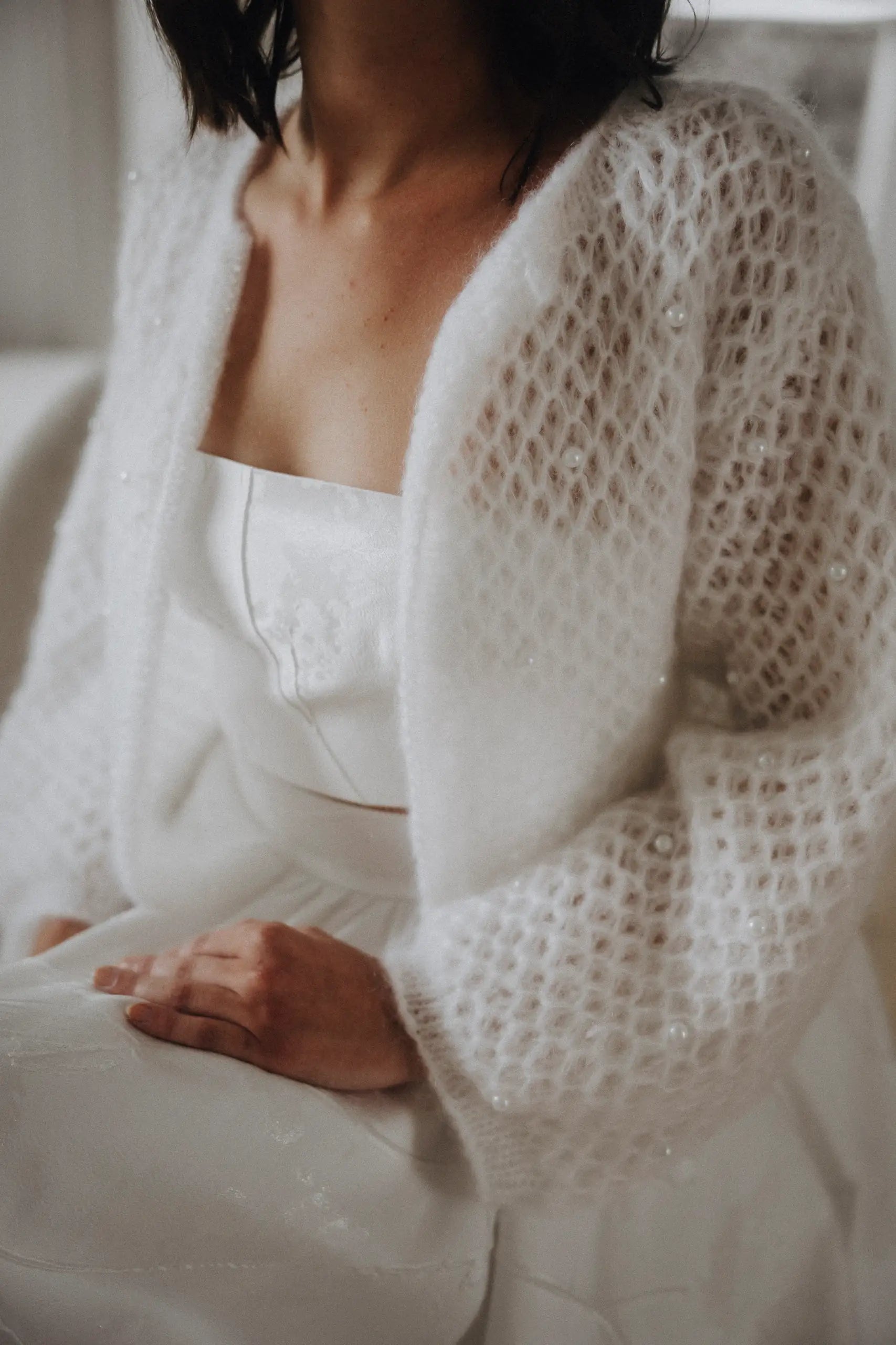 Braut Strickjacke mit Rundhalsausschnitt